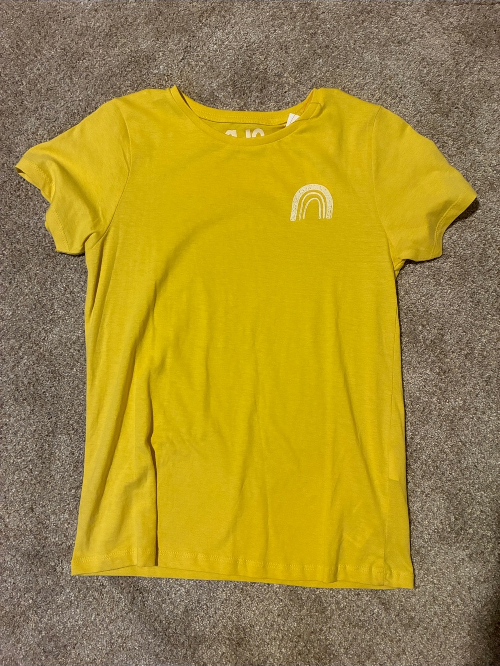 Cotton On Kids Yellow Short Sleeve Tee with White Rainbow